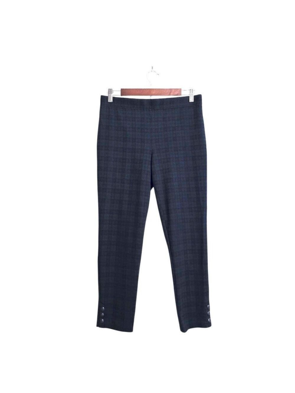 Talbots Skinny Ankle Snap Ponte Plaid Leggings Sz MP